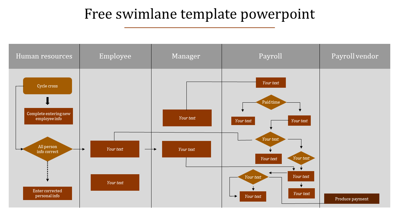 free swimlane template powerpoint-orange